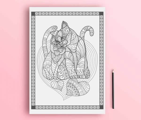 adult coloring book with cats coloring pages