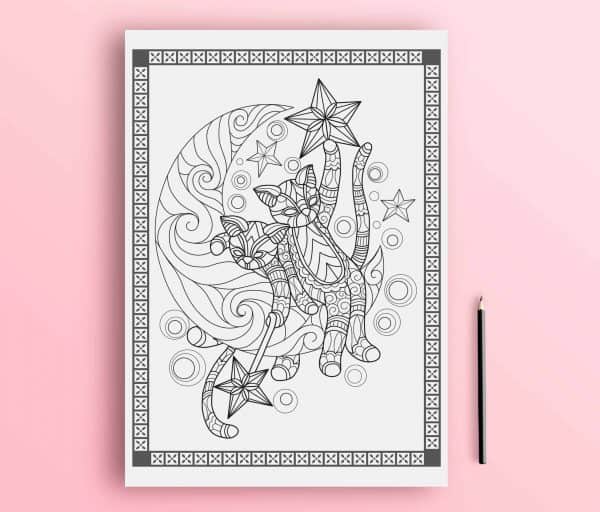 adult coloring book with cats coloring pages