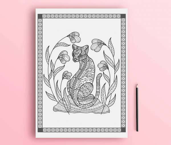 adult coloring book with cats coloring pages