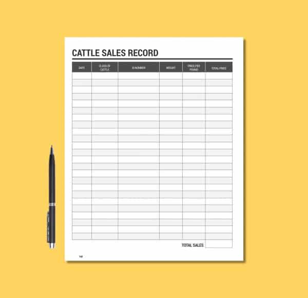 Cattle Breeding, Calving, and Livestock Record Keeping Book