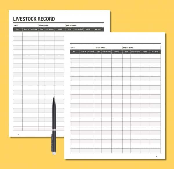 Cattle Breeding, Calving, and Livestock Record Keeping Book