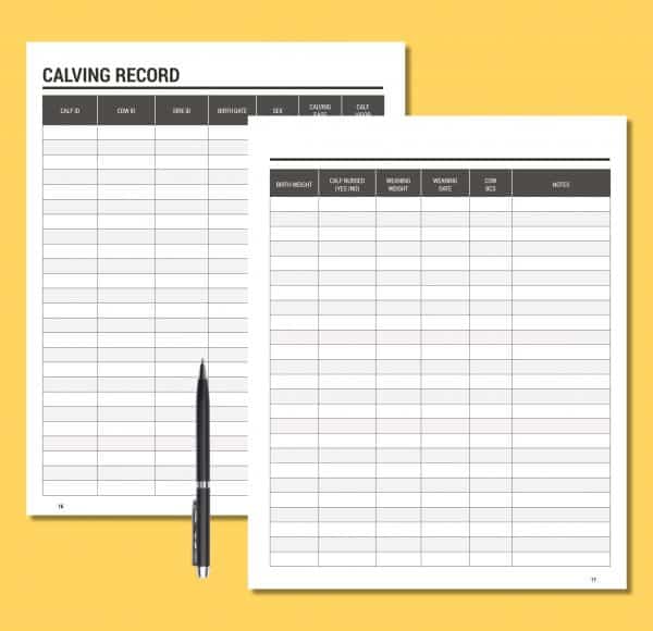 Cattle Breeding, Calving, and Livestock Record Keeping Book