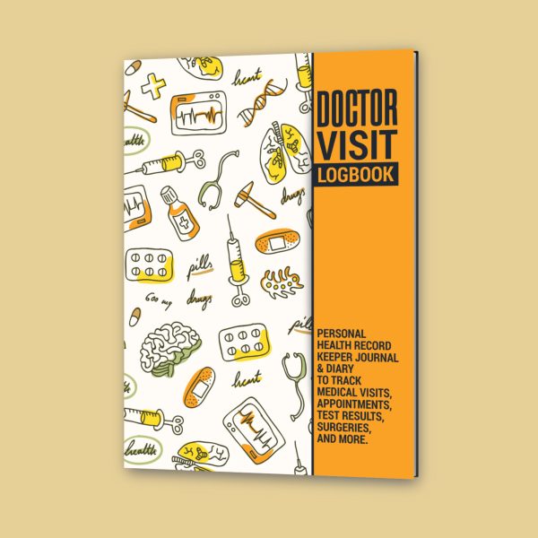 doctor visit logbook, medical log book, personal health record book, health journal, medical appointment tracker
